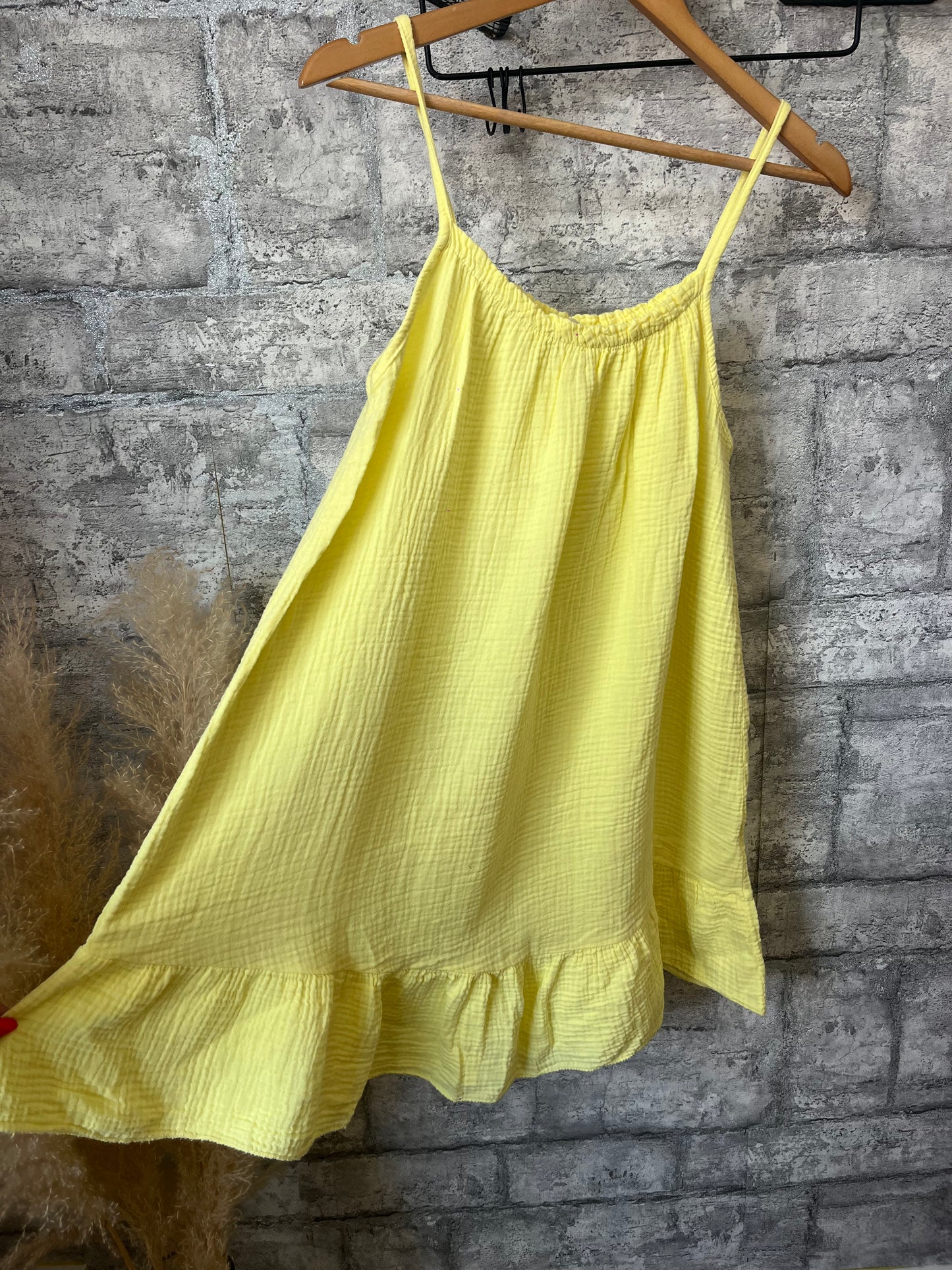 Robe Ample Bretelle Court Jaune