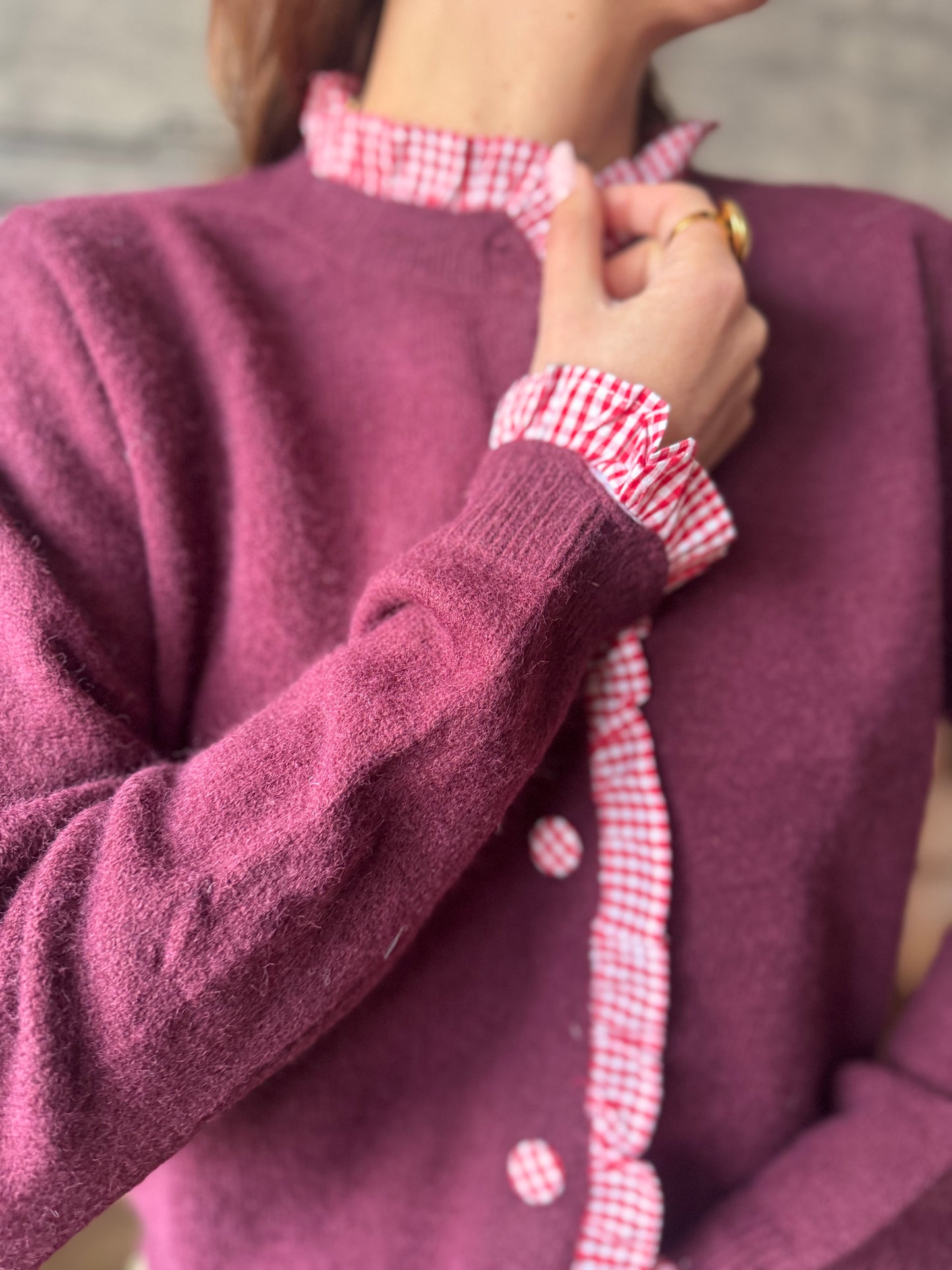 Gilet Vichy Bordeaux