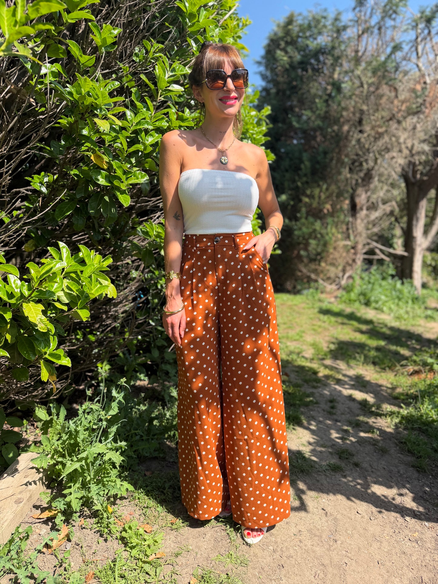 Pantalon Pois Brique