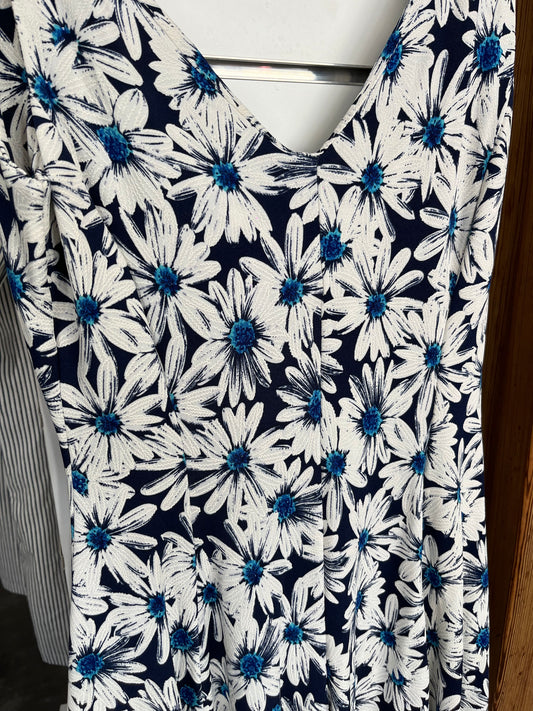 Robe Patineuse Fleurs Bleu