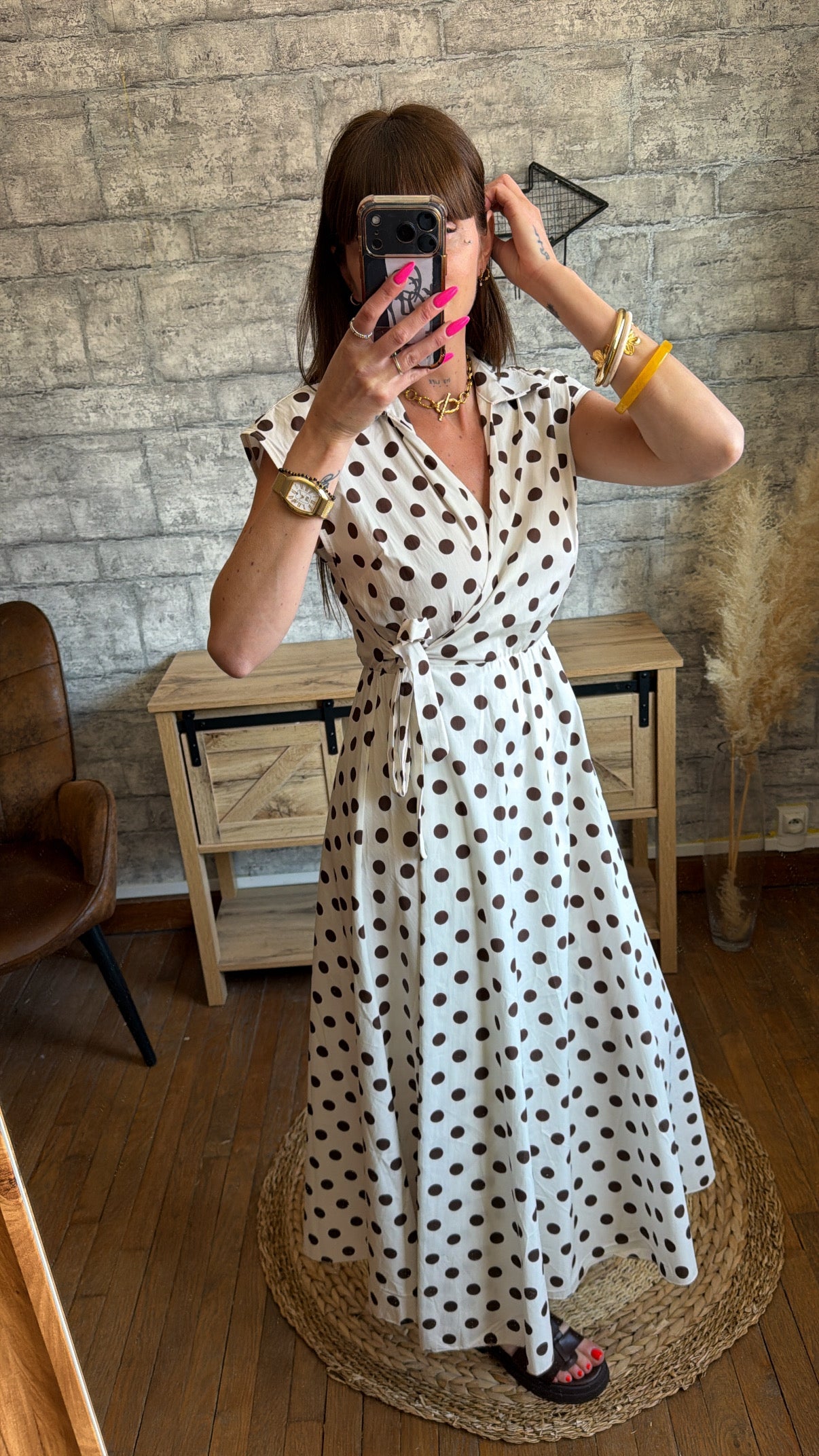 Robe Coton Pois Blanc