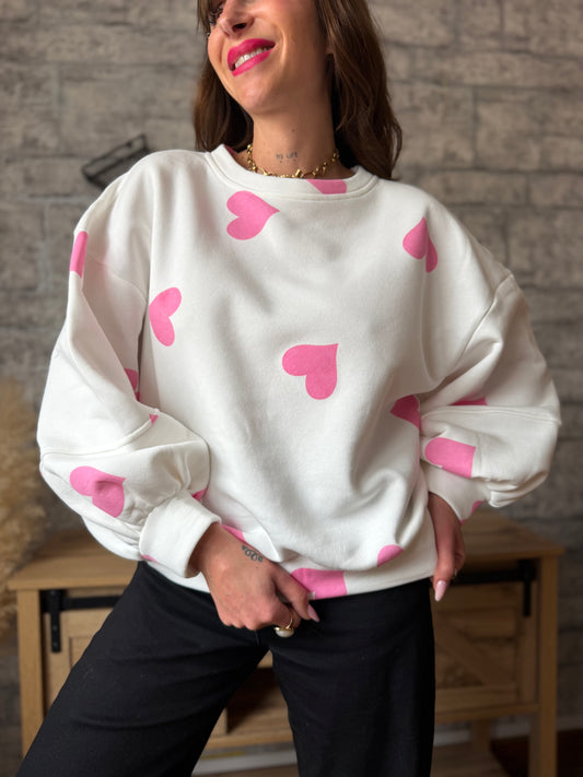 Sweat Cœur Blanc (taille ML)