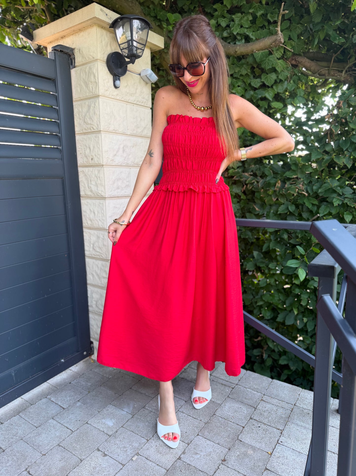 Robe Bustier Longue Bustier Rouge