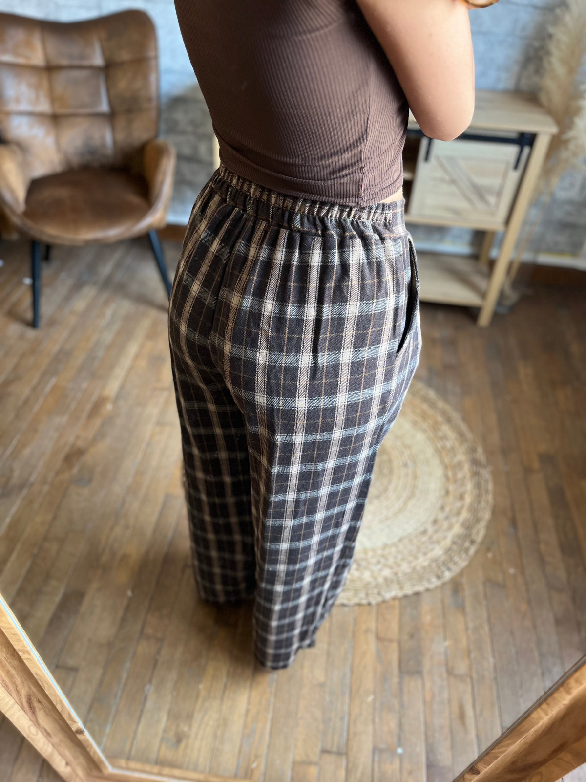 Pantalon Carreaux Chocolat