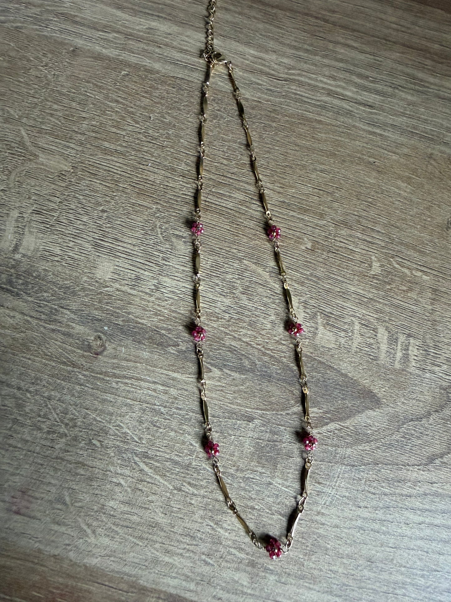 Collier Mini Fleurs Rose