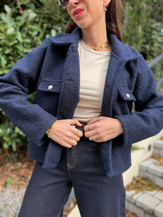 Veste Bouclette Bleu Marine