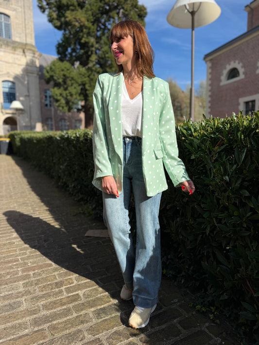 Blazer Pois Vert D'Eau