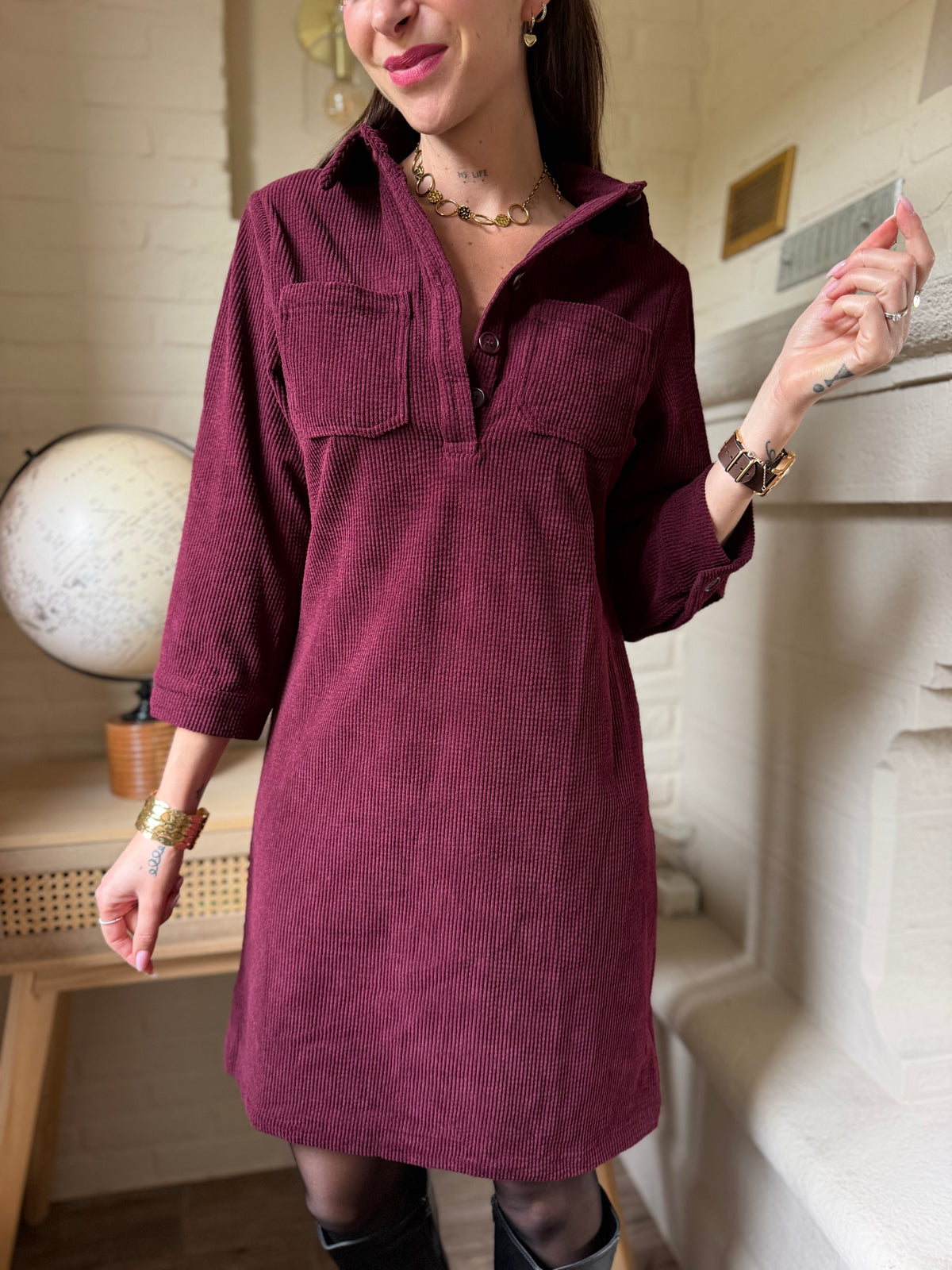 Robe Velours Bordeaux