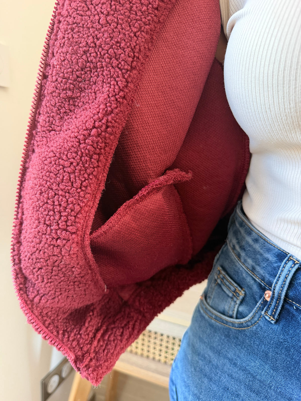 Veste Teddy Bordeaux