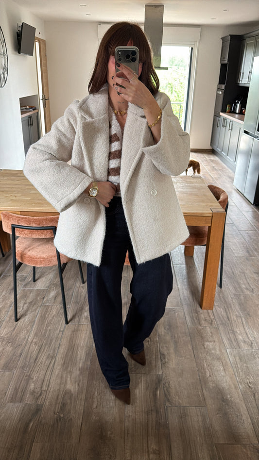 Manteau Bouclette Écru