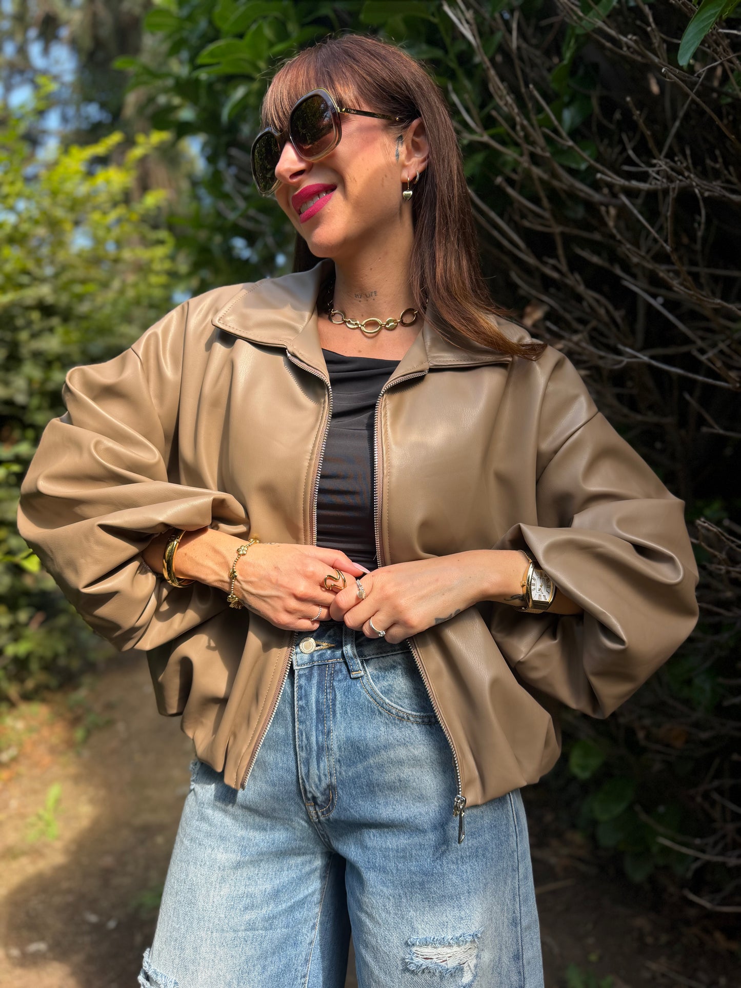 Veste Simili Mao Sable
