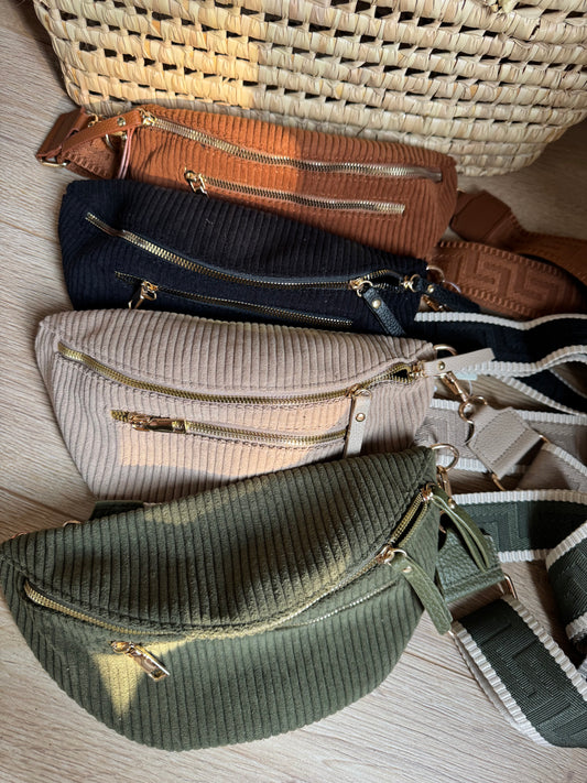 Sac Banane Double Zip Velours
