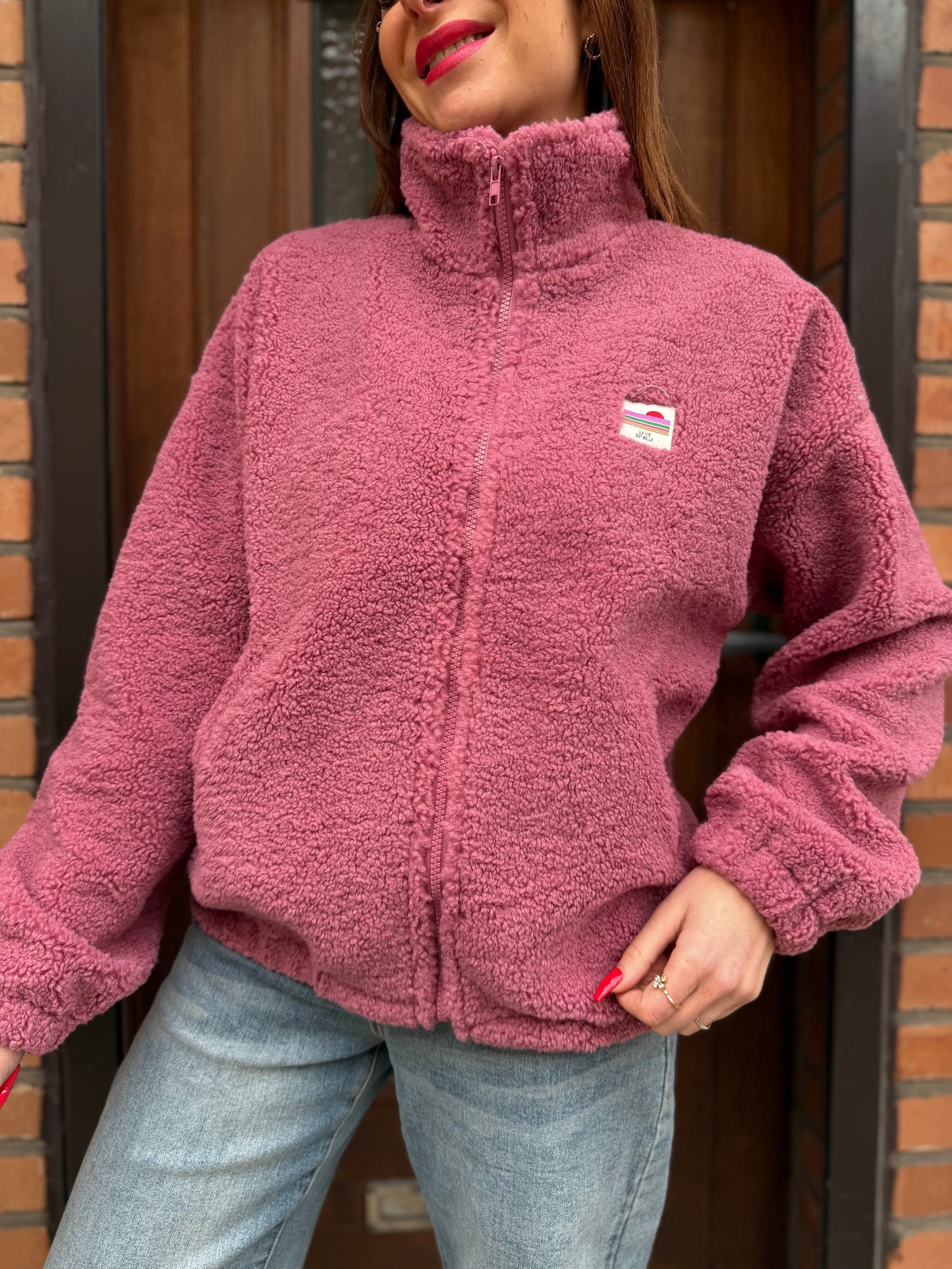 Veste Teddy Vieux Rose