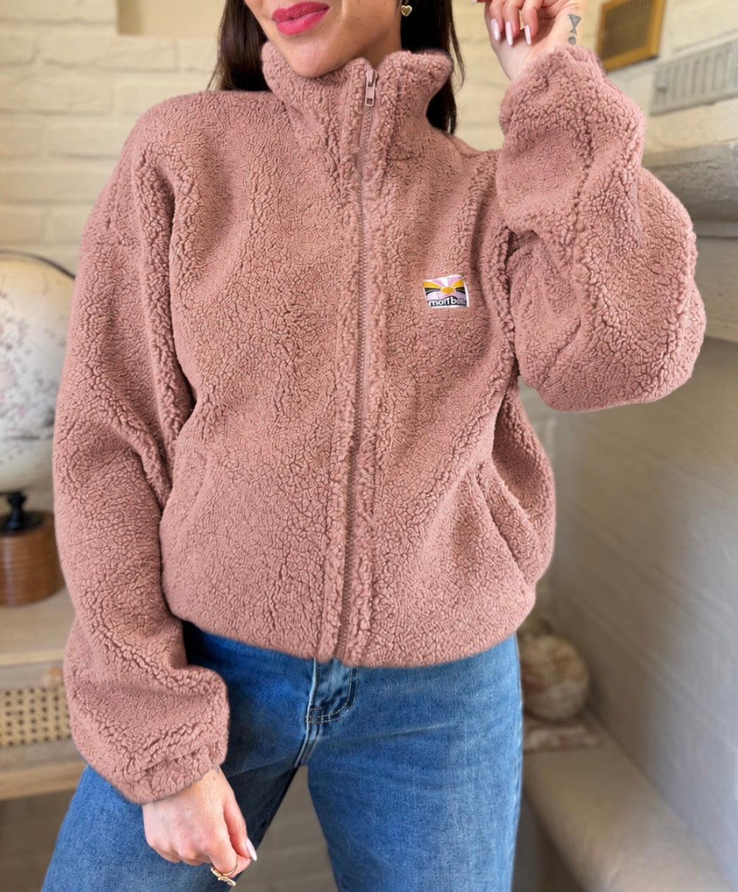 Veste Teddy Vieux Rose