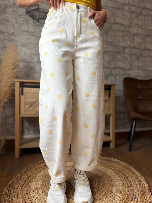 Jean's Ballon Pois Blanc et Jaune