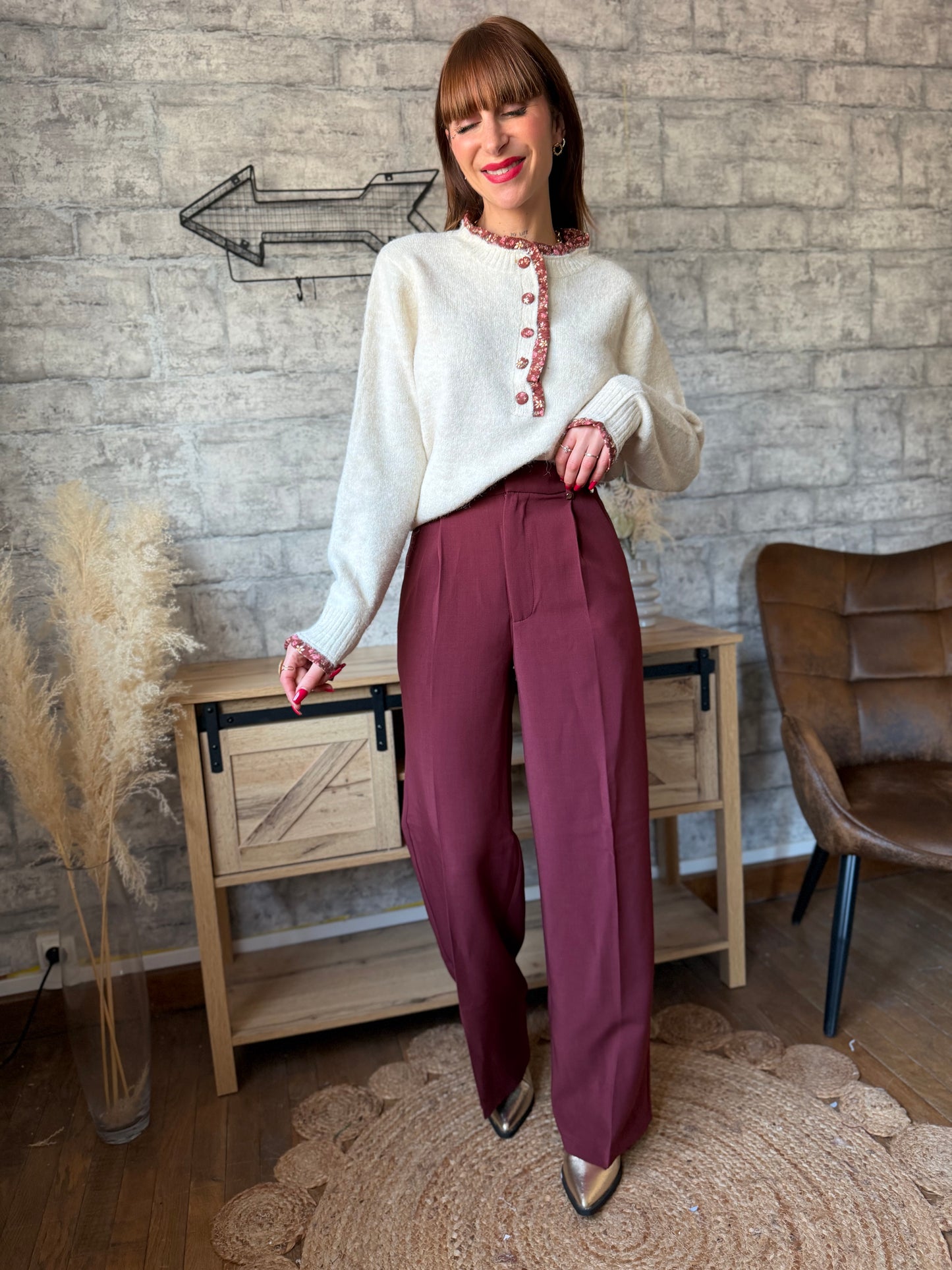 Pantalon Pince Bordeaux