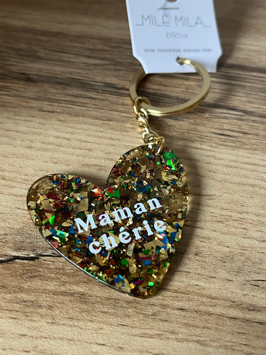 Porte clés Cœur Maman Chérie