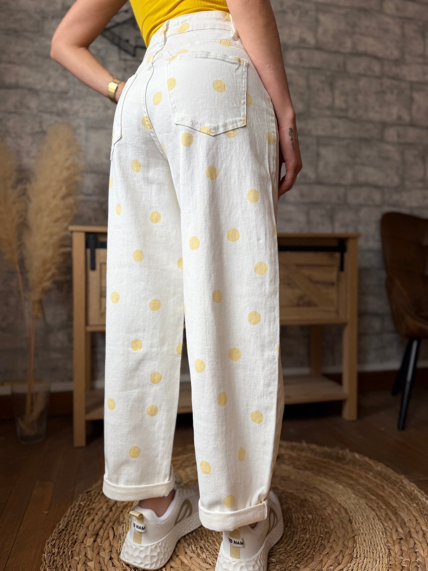 Jean's Ballon Pois Blanc et Jaune