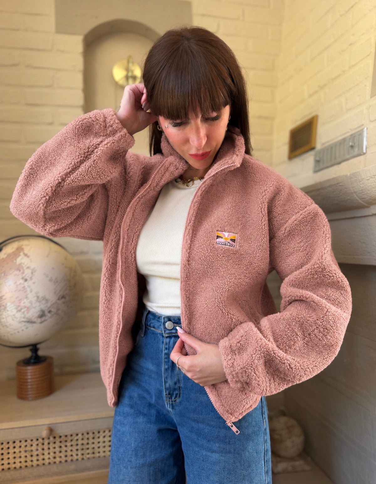 Veste Teddy Vieux Rose