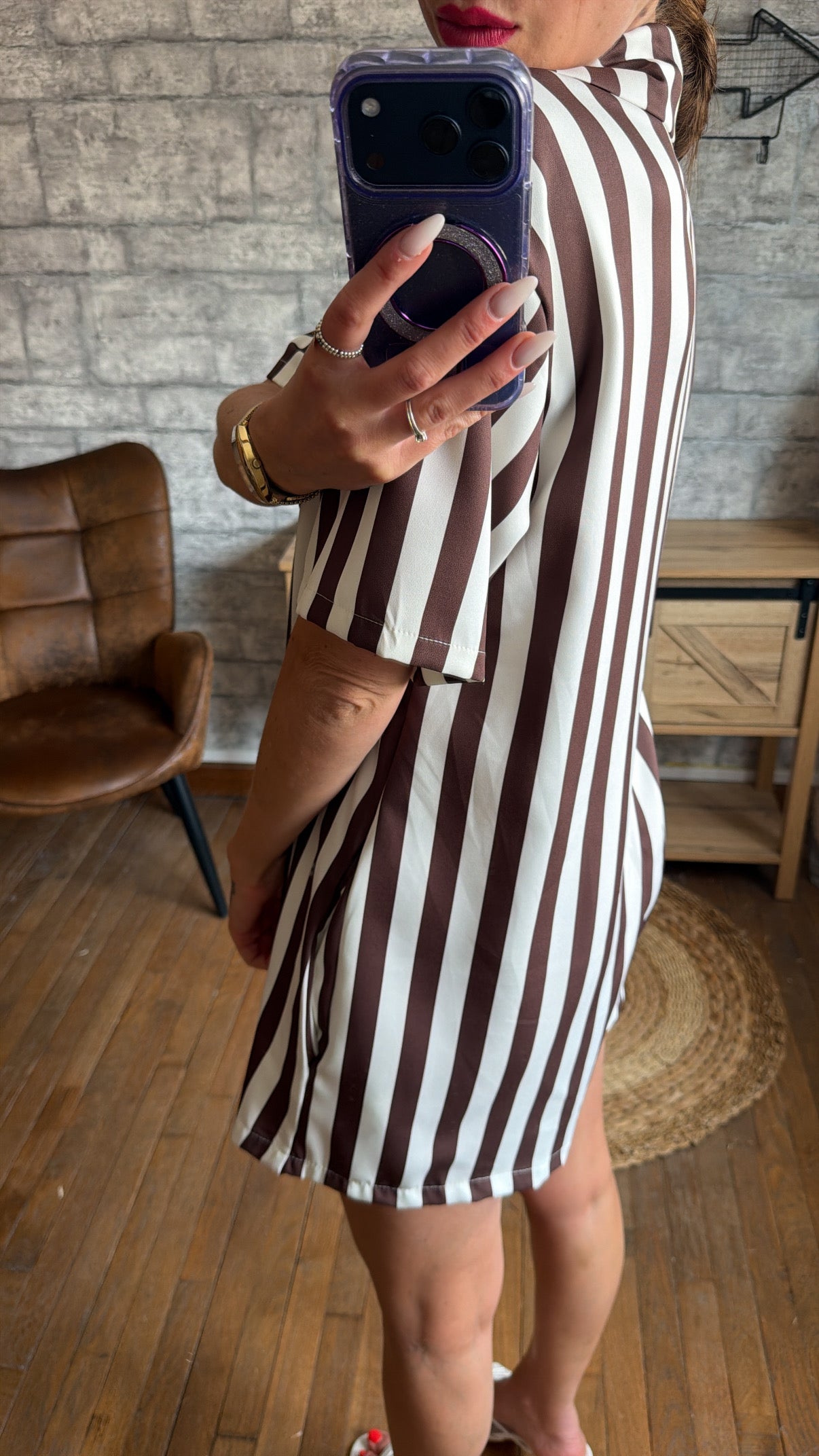 Combi short Rayé Chocolat