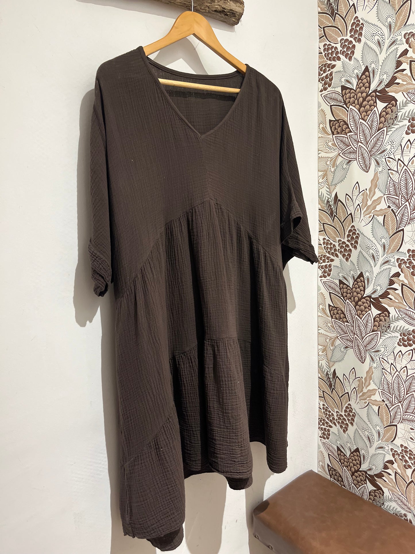 Robe Ample Coton Marron New
