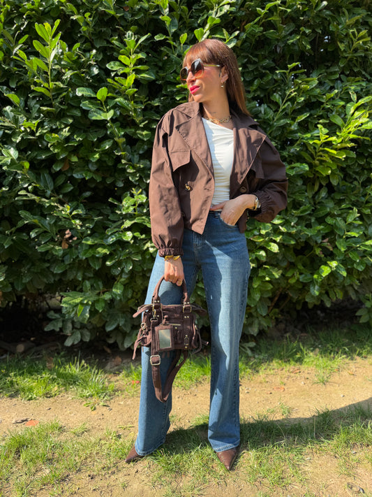Veste Trench Court Chocolat