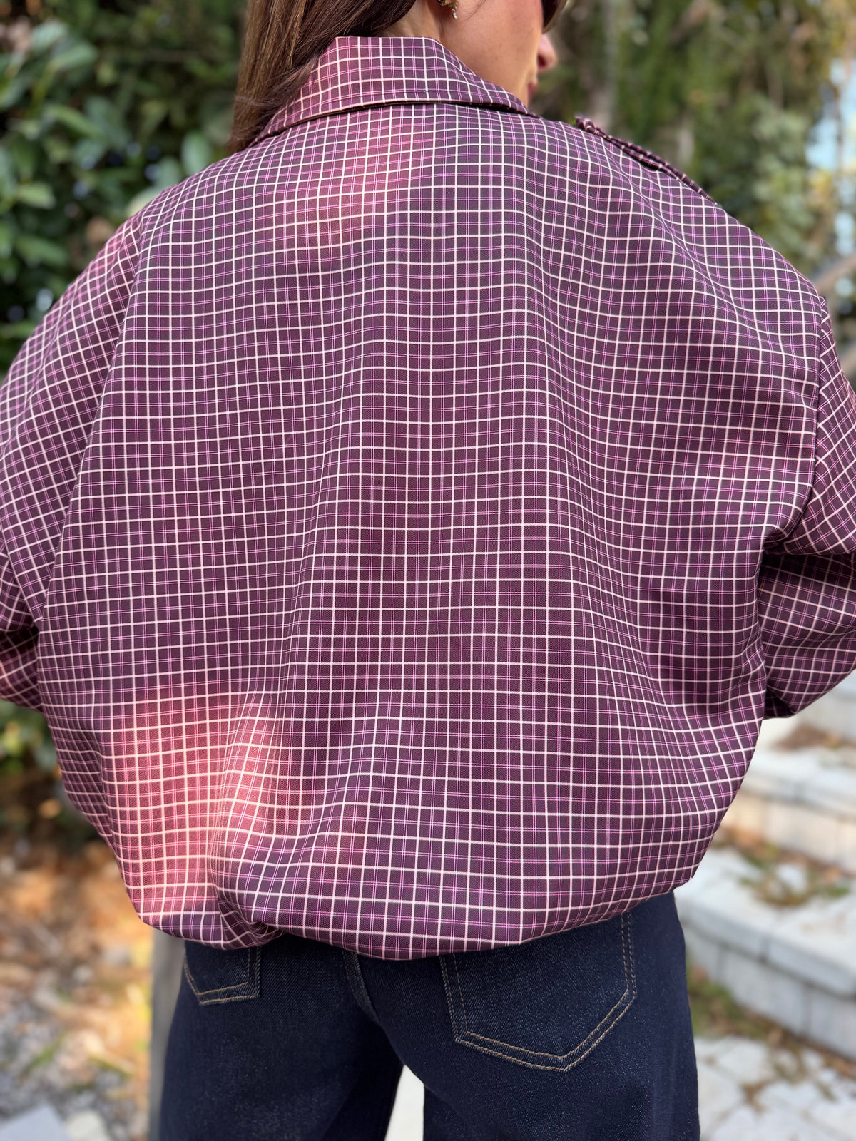 Veste Bomber Carreaux Bordeaux