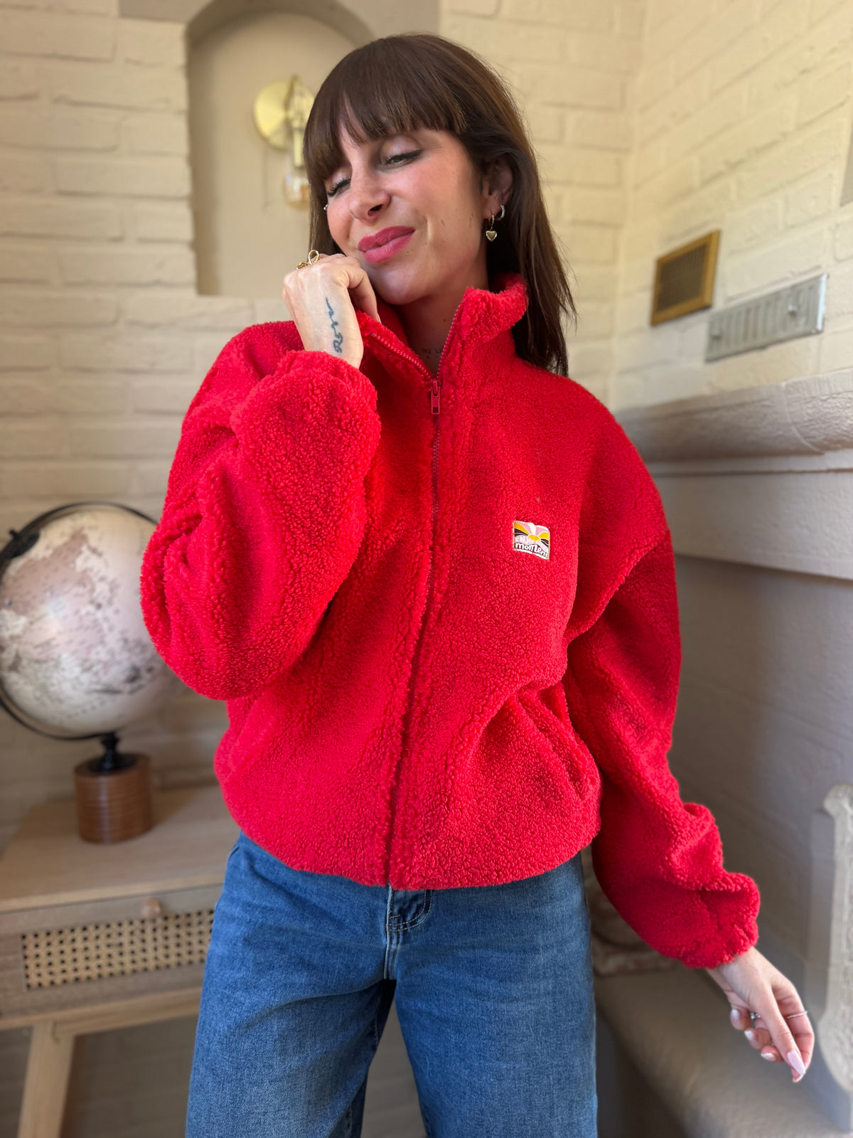 Veste Teddy Rouge