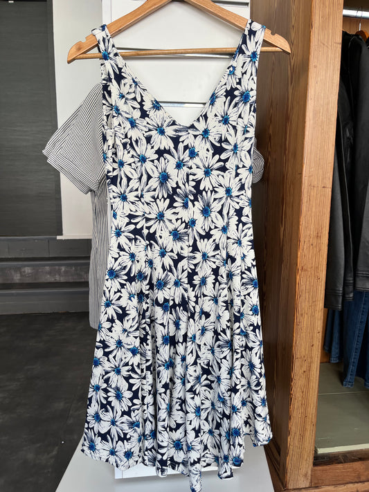 Robe Patineuse Fleurs Bleu