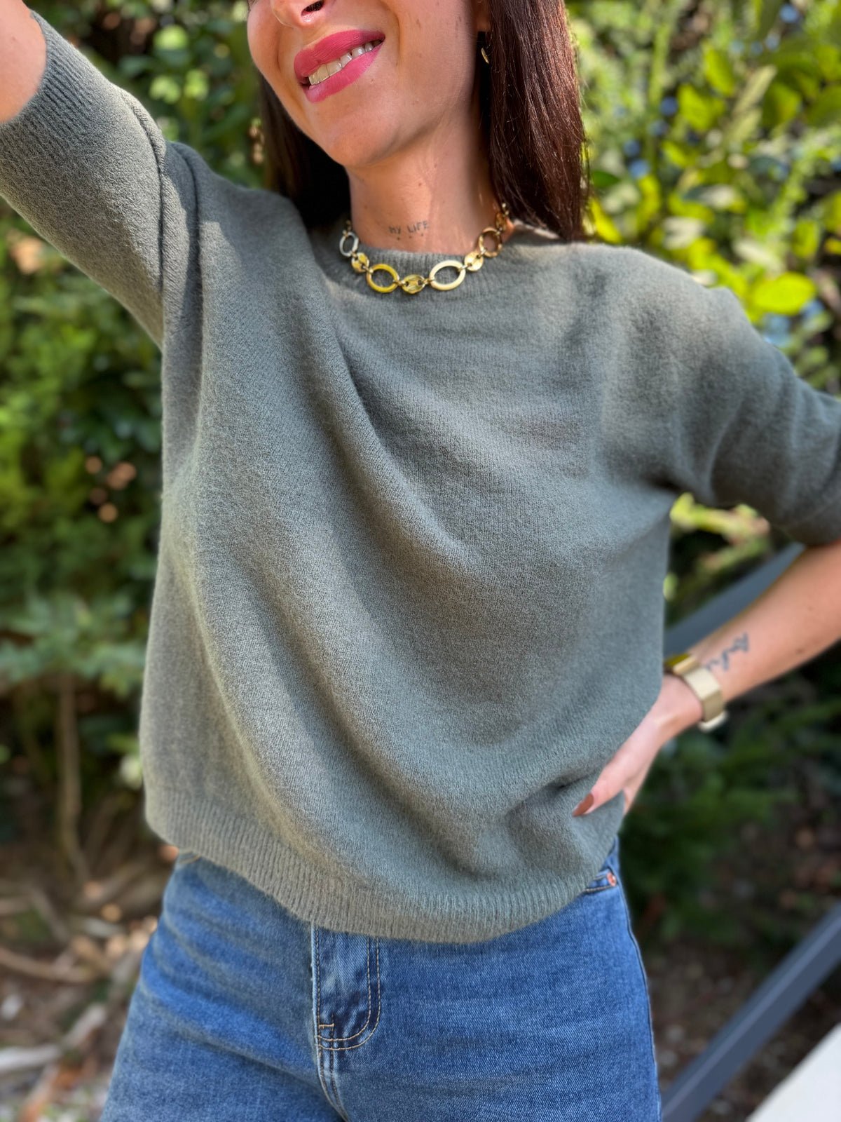 Pull Manche Courte Kaki