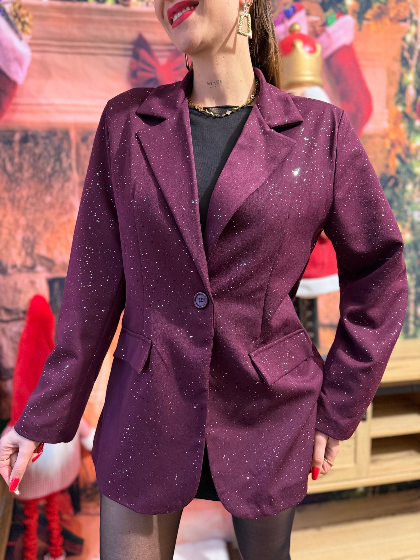 Blazer Paillettes Bordeaux