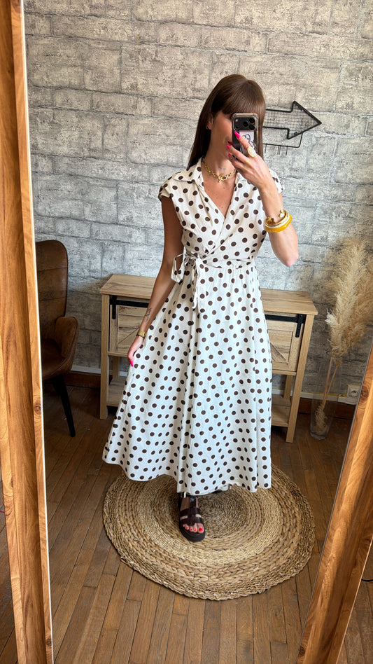 Robe Coton Pois Blanc