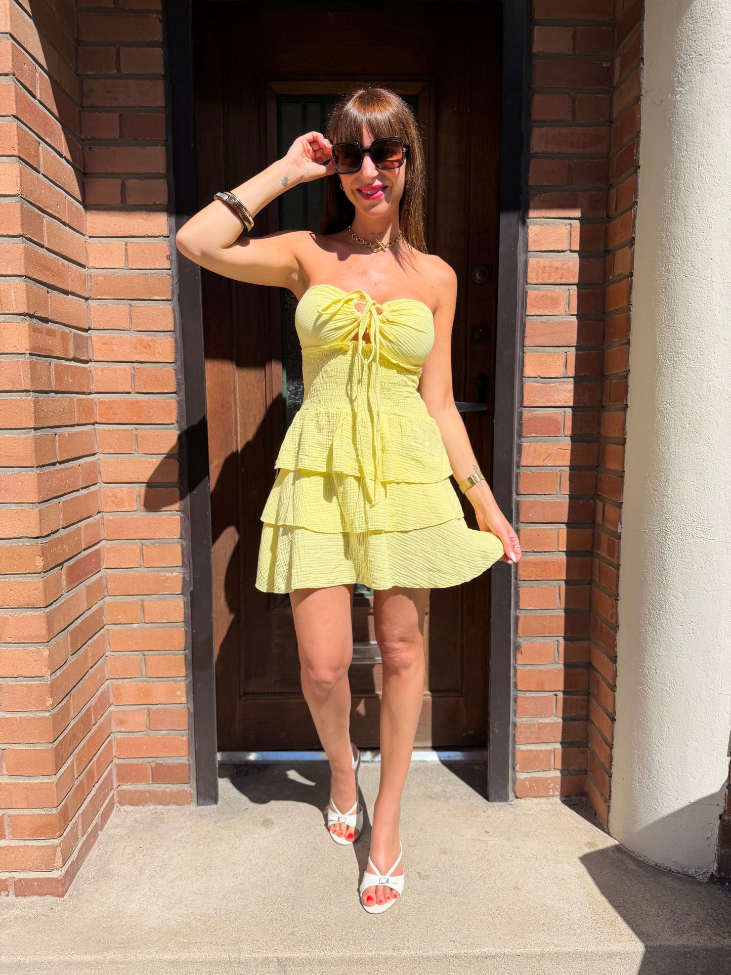 Robe Bustier Coton Jaune