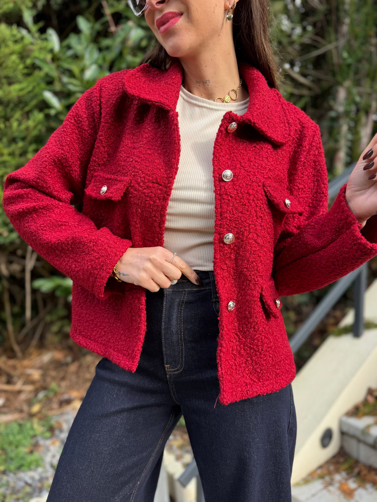 Veste Bouclette Rouge