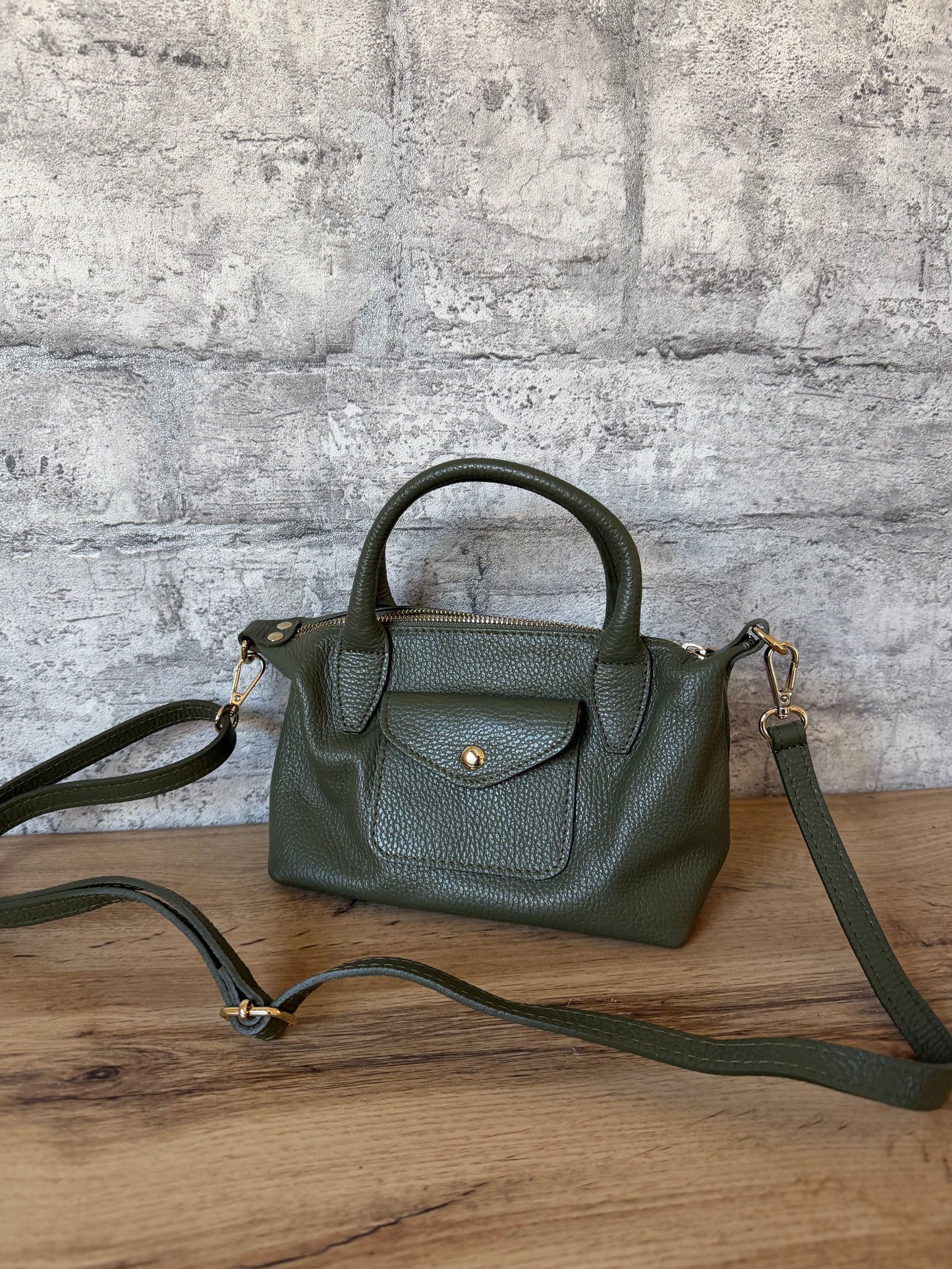Sac Charles CUIR Kaki
