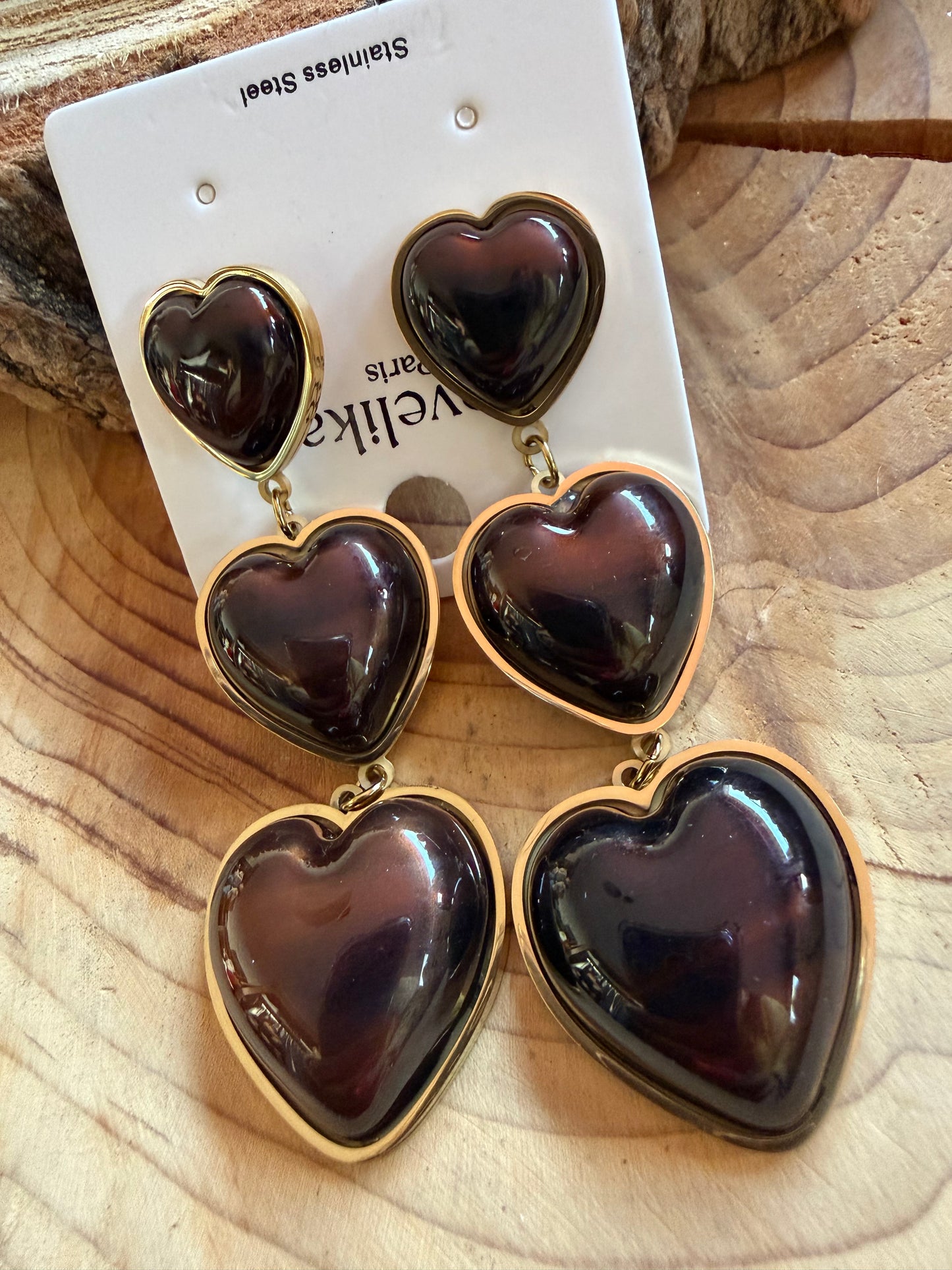 Boucle d’oreille Trio Coeur Choco