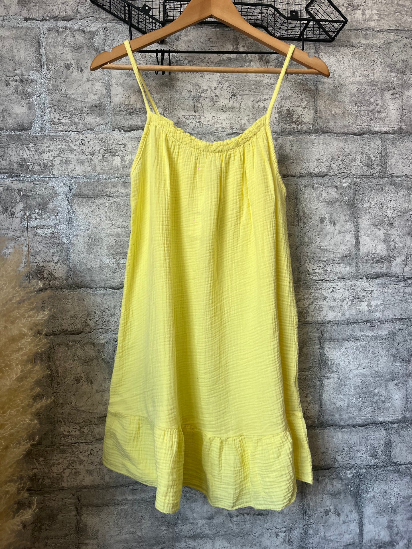 Robe Ample Bretelle Court Jaune