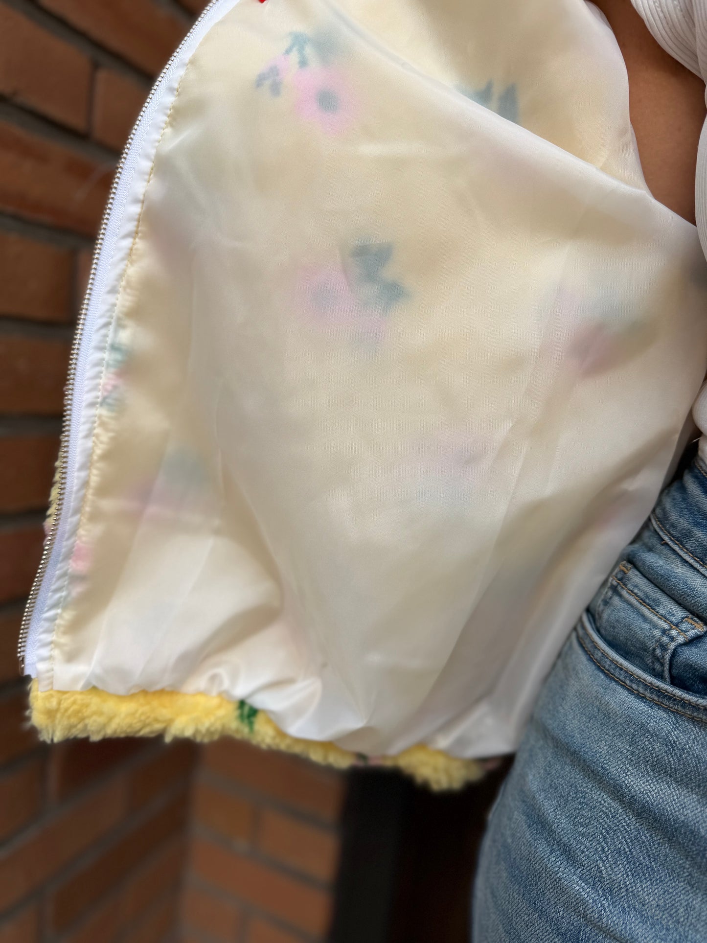 Veste Teddy Motifs Jaune