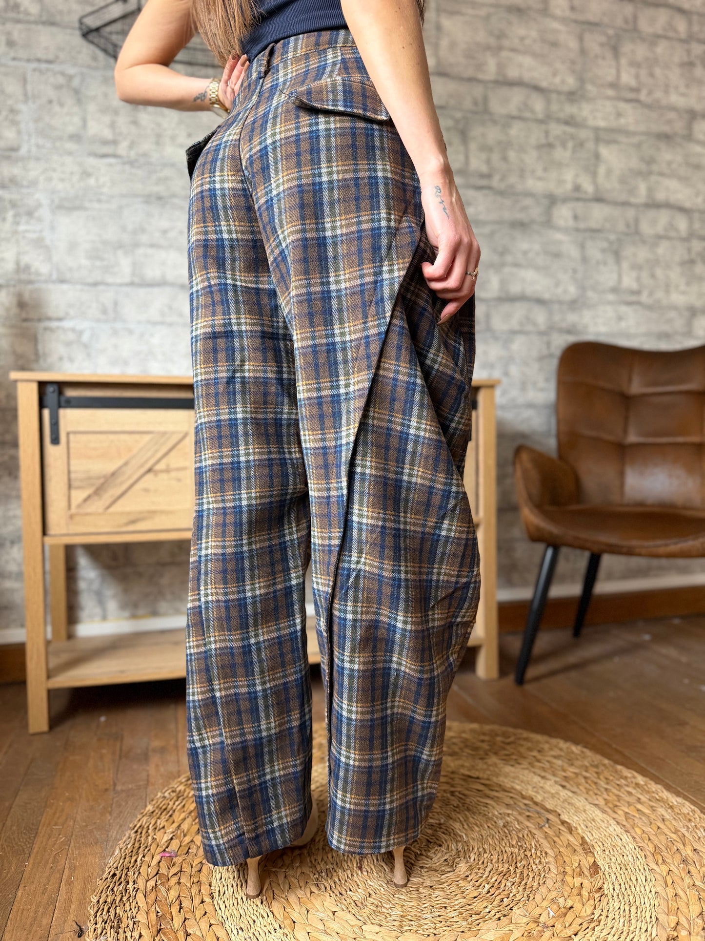 Pantalon M. Carreaux Bleu