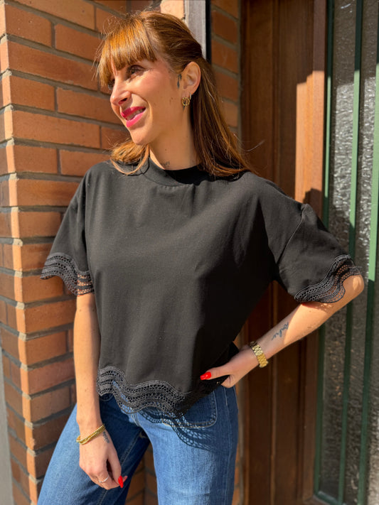 T Shirt Noir Dentelle