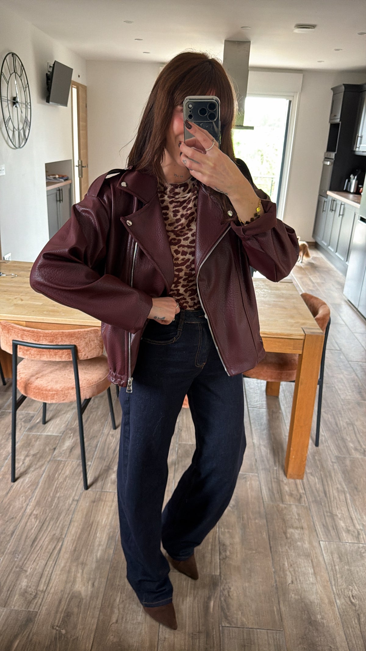 Veste Bombers Simili Bordeaux