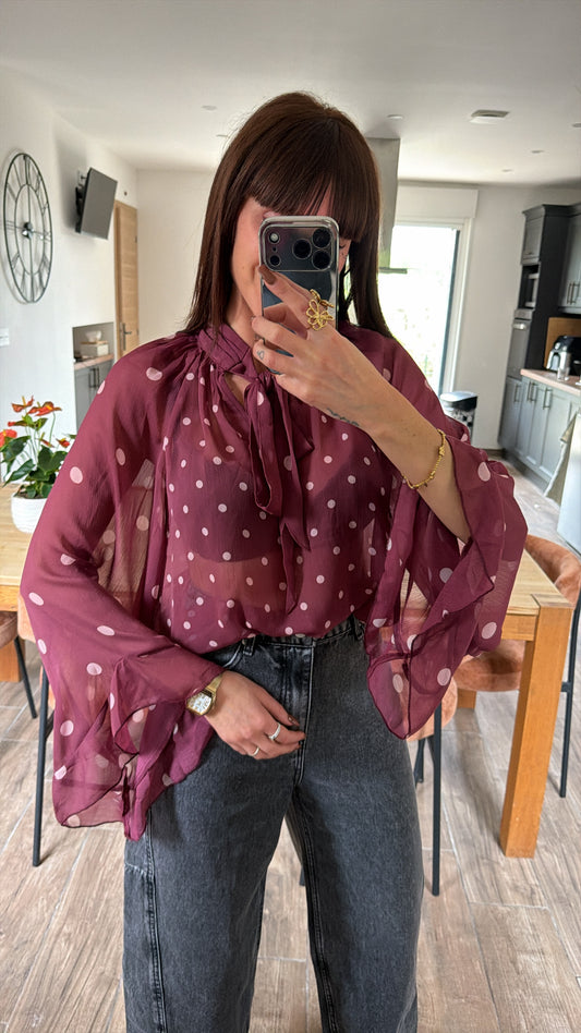 Blouse Pois Bordeaux