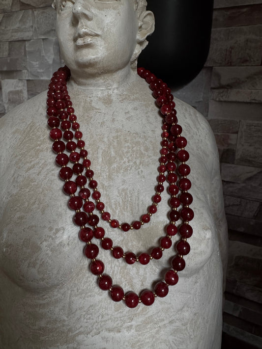 Collier Billes Bordeaux