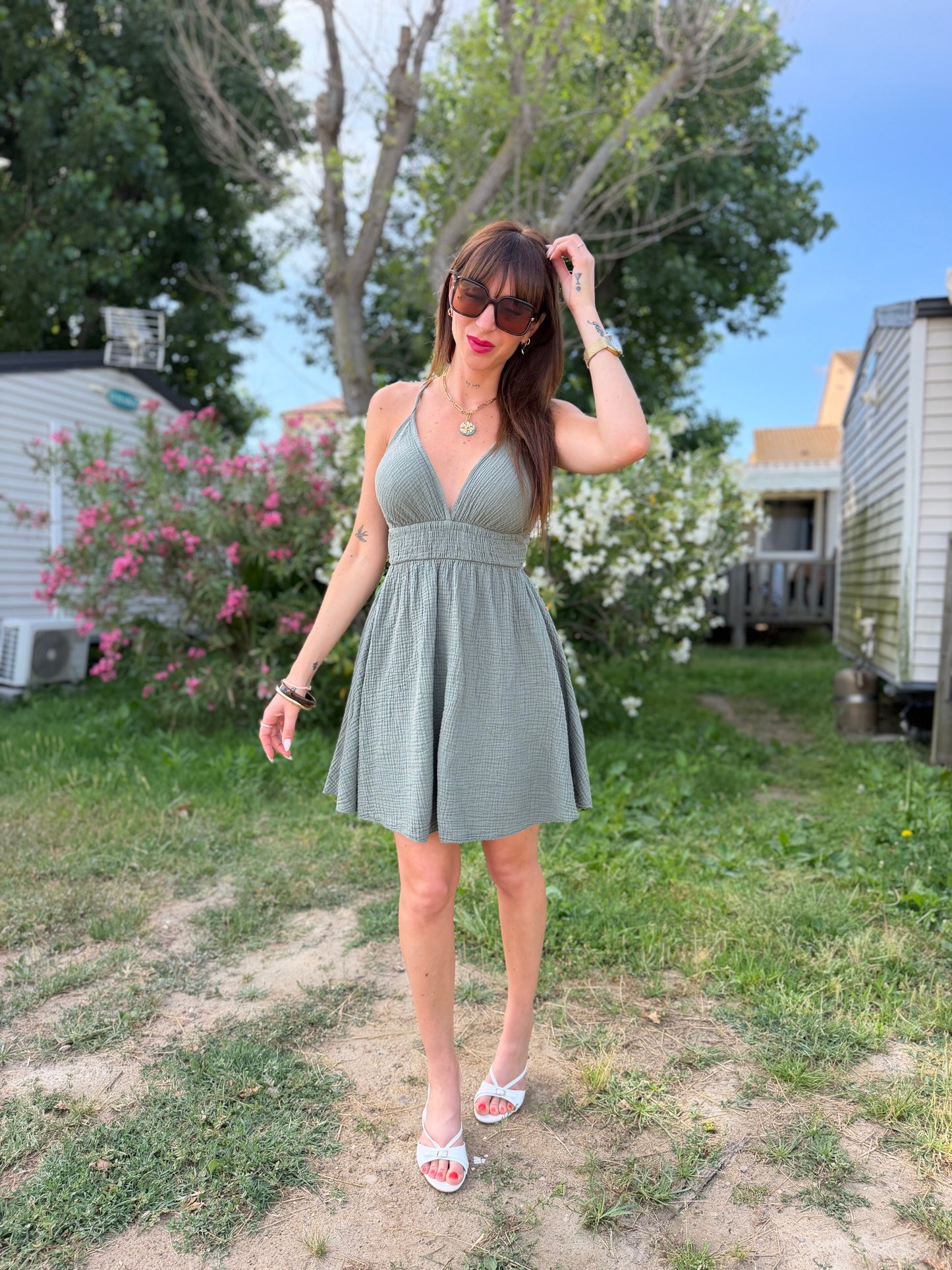 Robe Dos Croisé Kaki
