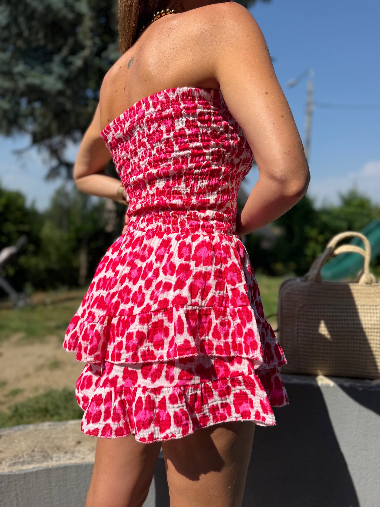 Combishort Léopard Fushia