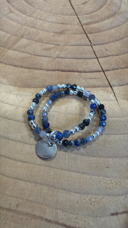 Bague Double Argent Bleu
