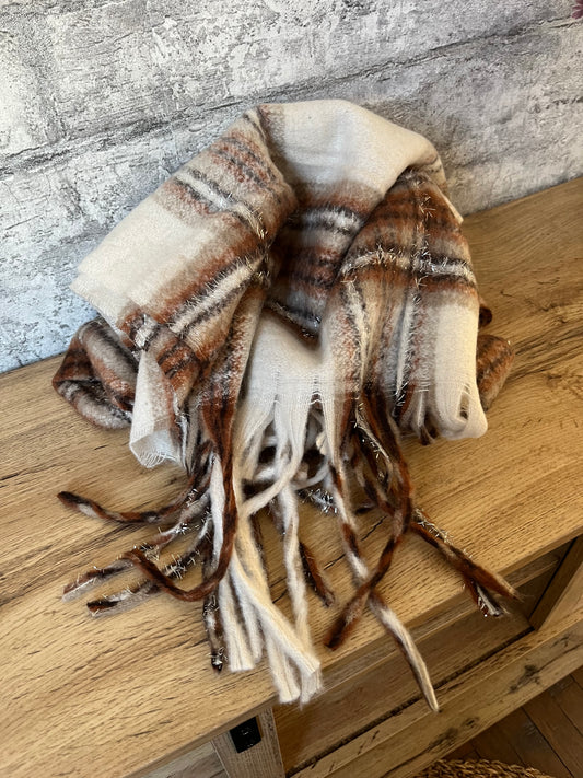 Écharpe Carreaux Taupe Bis