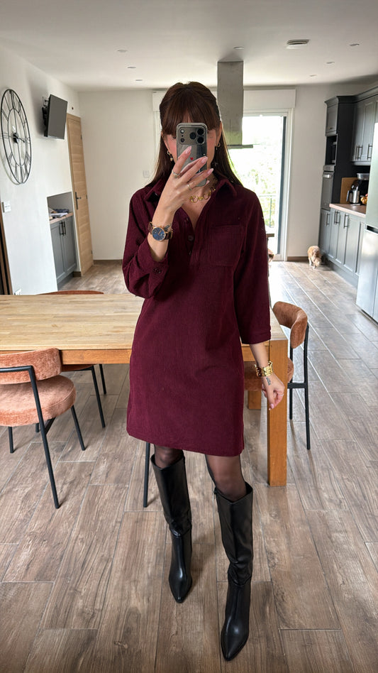 Robe Velours Bordeaux
