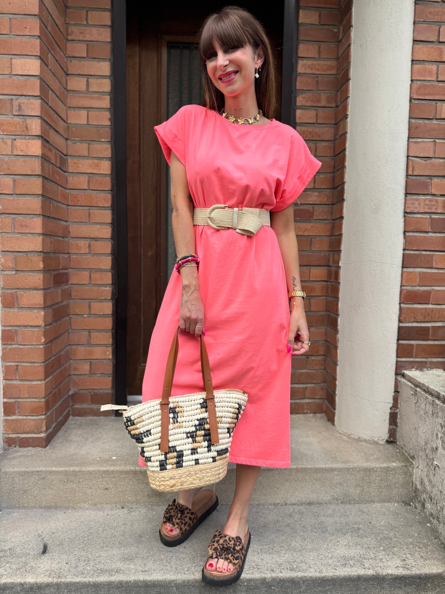 Robe T-shirt Rose  Fluo