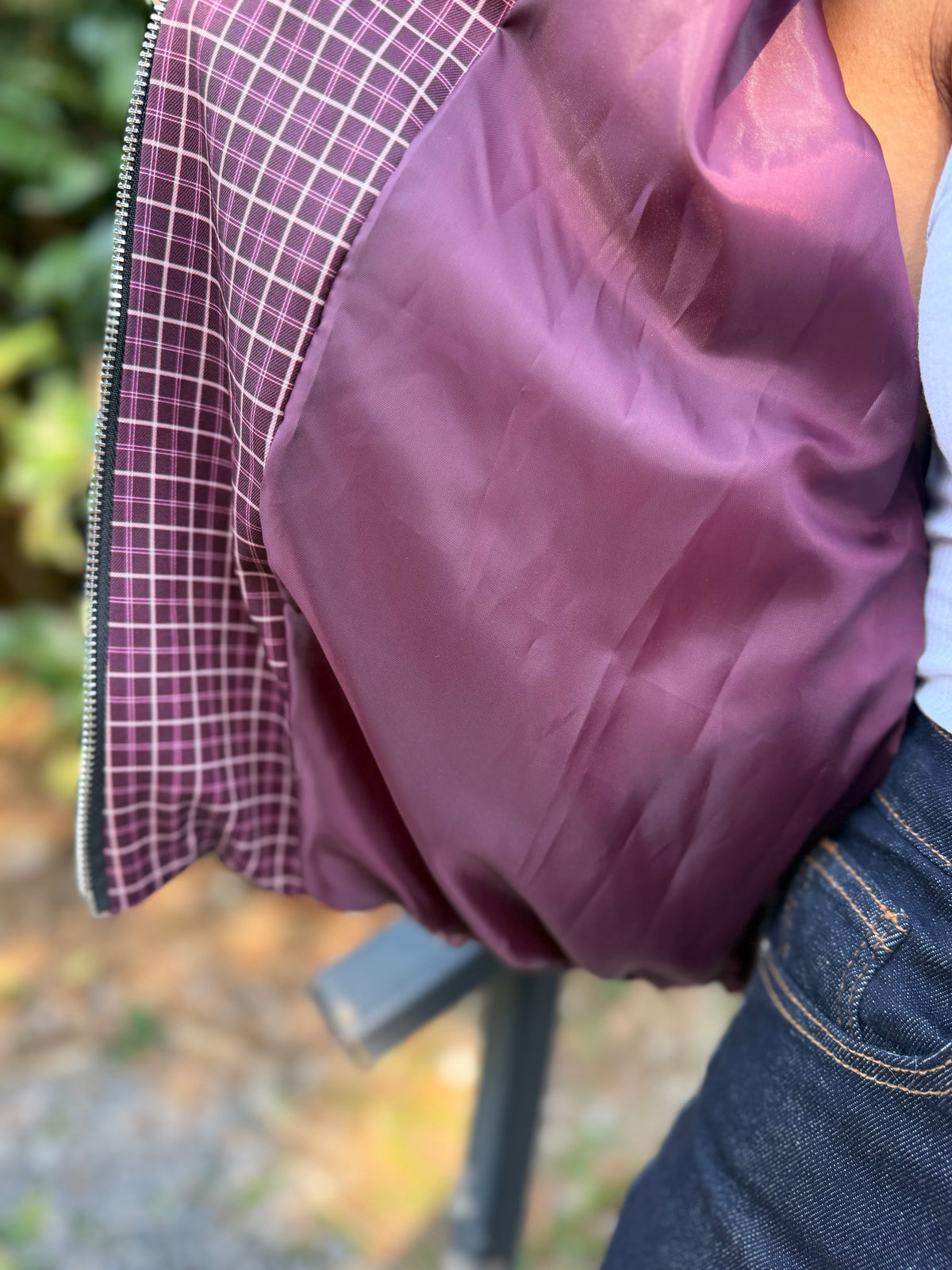 Veste Bomber Carreaux Bordeaux